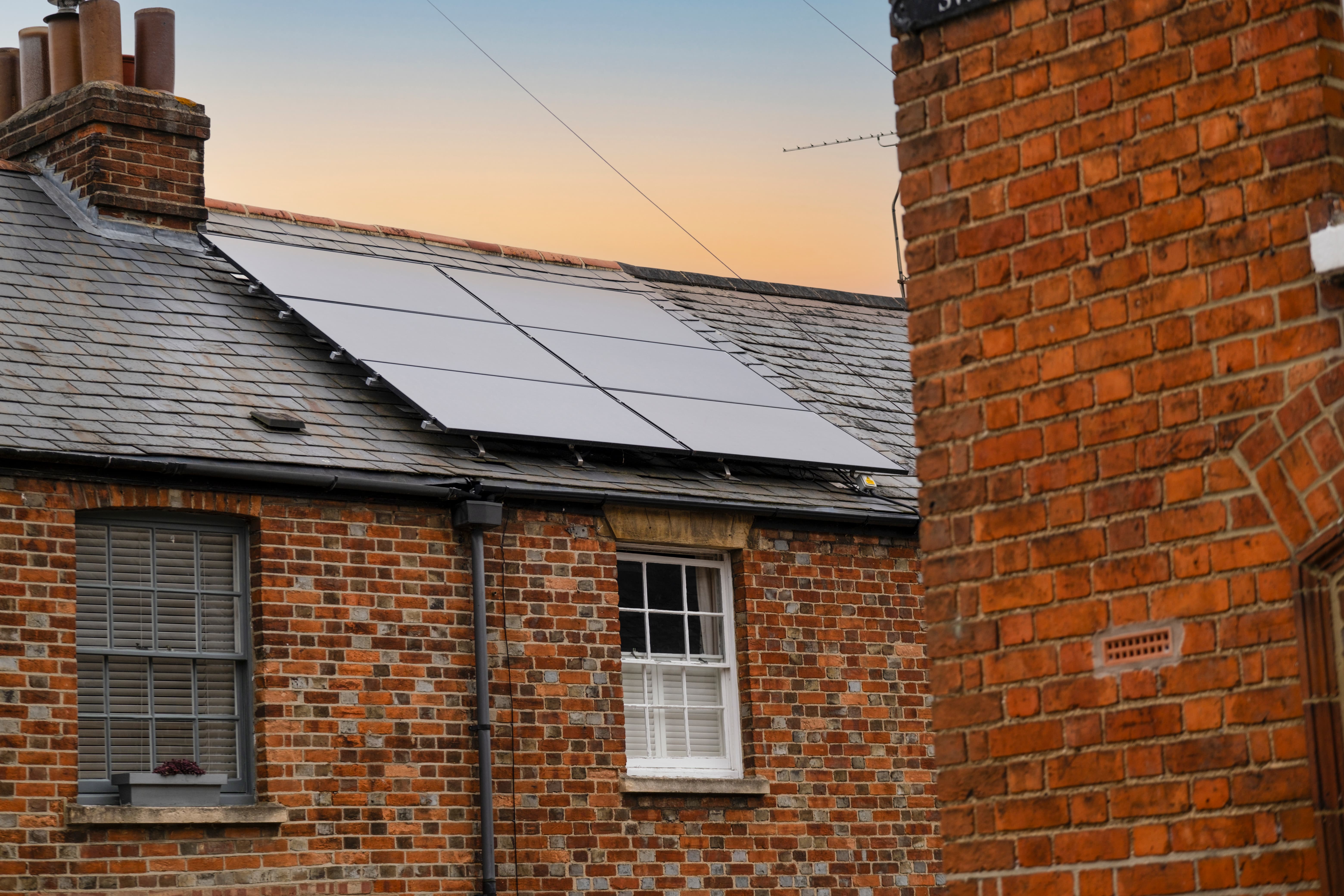 Solar panels on roof of house.